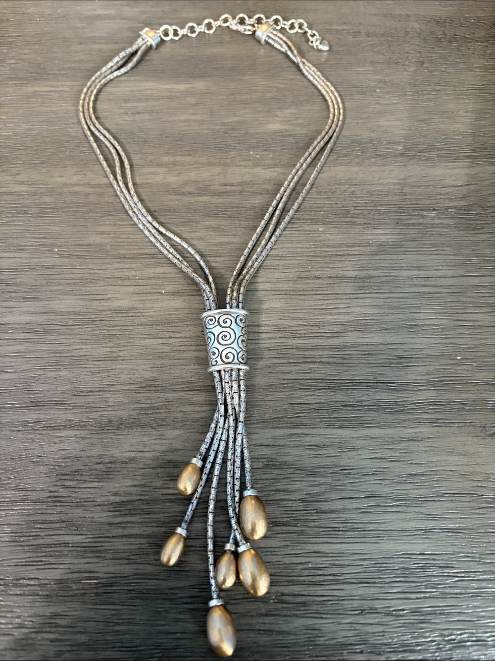 Brighton Silver and Gold Multi-Strand Tassel Necklace